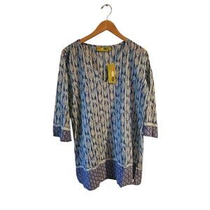 Rock Flower Paper Ashanti Blue Kurta tunic shirt sz medium new WT389